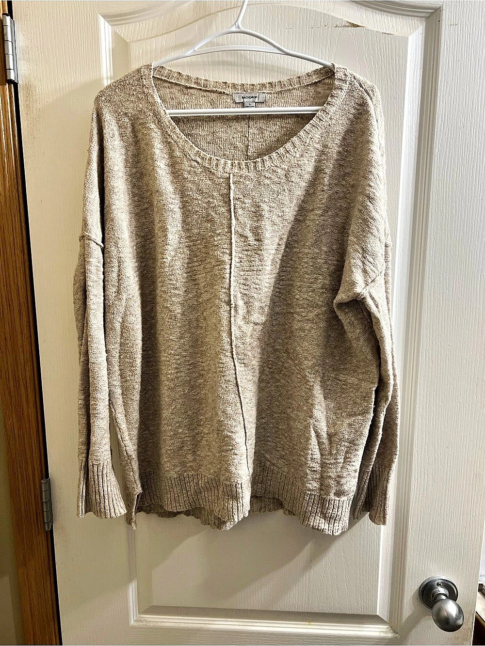 3/$50- Backdrop Knit Crew Neck Sweater Beige